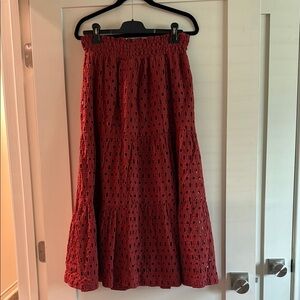 Anthropologie eyelet Smocked Skirt